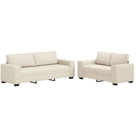 Sofa with Cushion 2 pcs Beige 221 x 77 x 82 cm Linen vidaXL