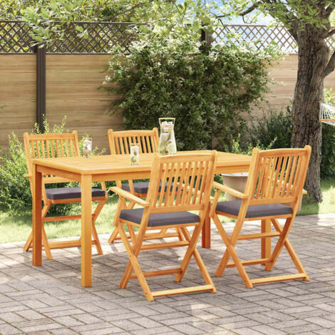 Folding Chair 4 pcs Grey 49 x 57.5 x 92cm Solid Acacia wood vidaXL
