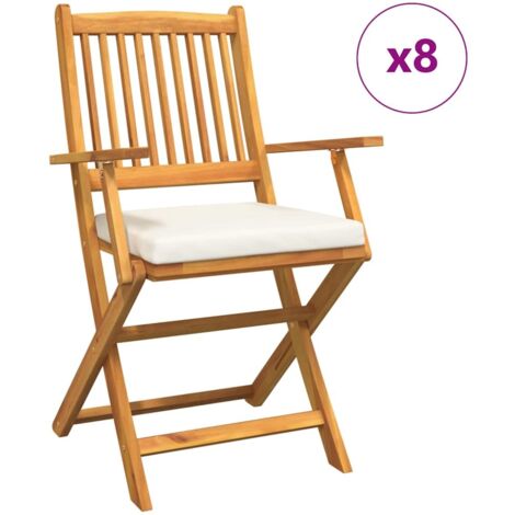 Folding Chair 8 pcs White 49 x 57.5 x 92cm Solid Acacia wood vidaXL