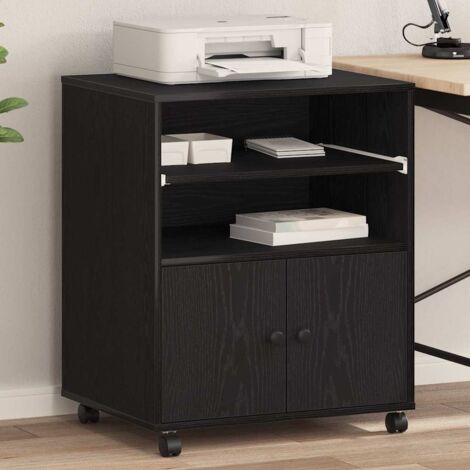 Printer Stand Black oak 60 x 48 x 74 cm Engineered wood vidaXL