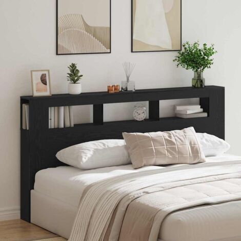 LED Headboard Black oak 200 x 18.5 x 103.5 cm Engineered wood vidaXL