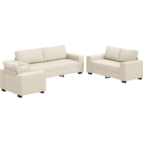 Sofa 3 pcs Beige 221 x 80 x 82 cm Linen-blend Fabric vidaXL