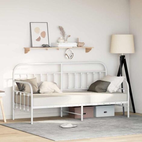 vidaXL Daybed Frame with Headboard White 75 x 190 cm Steel (1/5)