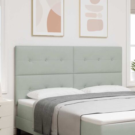 Headboard Wall-mounted with Headboard Light grey 180 cm Velvet vidaXL