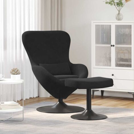 Egg Chair with Footstool Black 63 x 73 x 90 cm Velvet vidaXL