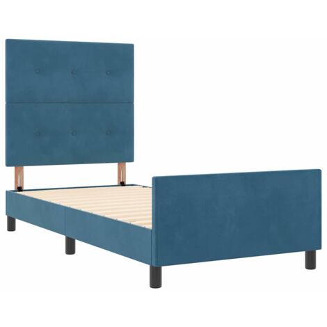 vidaXL Bed Frame Dark Blue 90x200 cm Velvet (1/5)