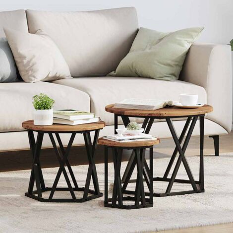 Nesting Side Table 3 pcs Old wood 53 x 53 x 40 cm vidaXL