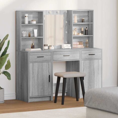 Dressing Table Set with Shelf 3 pcs Grey sonoma Engineered wood vidaXL