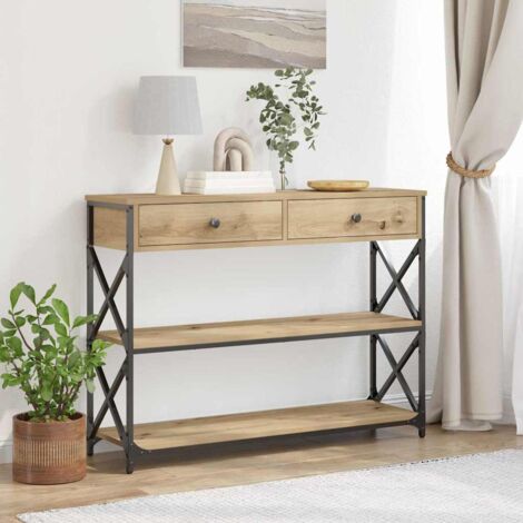 Console Table with Drawer Artisan oak 100 x 28 x 75 cm vidaXL