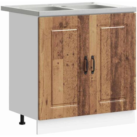 Kitchen Cabinet with Door Kalmar 2 pcs Brown 80 x 46 x 81.5 cm vidaXL