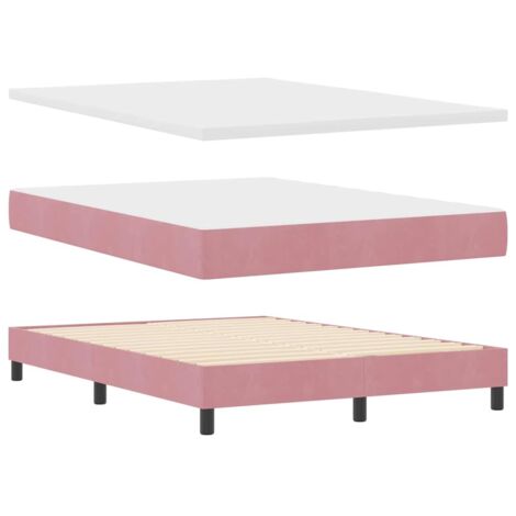 vidaXL Box Spring Bed with Mattress Pink 140x200 cm Velvet (1/5)