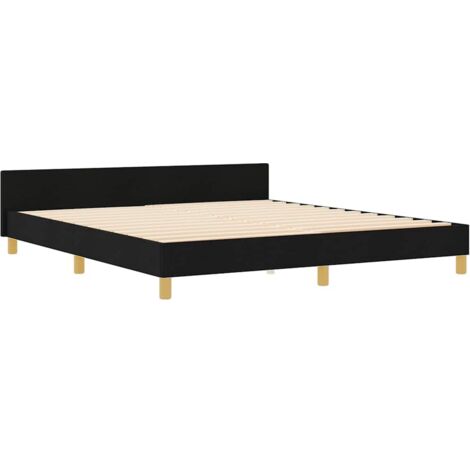 Bed Frame with Headboard Black 180 x 200 cm Fabric vidaXL (1/5)