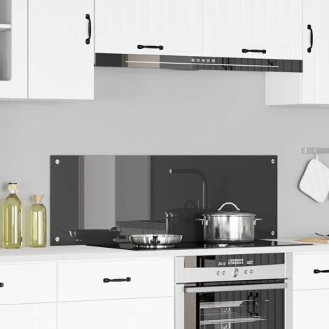 Kitchen Backsplash Dark grey 120 x 40 x 0.6 cm Tempered Glass vidaXL