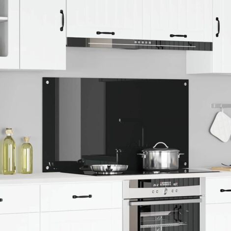 Kitchen Backsplash Black 110 x 60 cm Tempered Glass vidaXL