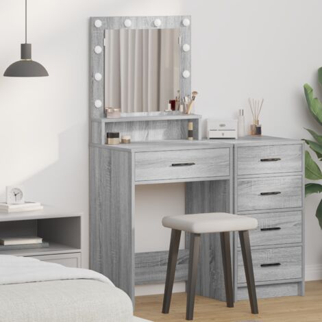 Grey sonoma Particle board 50 x 41 x 135 cm Mirror Vanity Table vidaXL