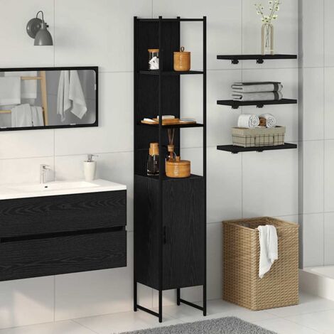 Bathroom Cabinet Black oak 33 x 33 x 185.5 cm Engineered Wood vidaXL