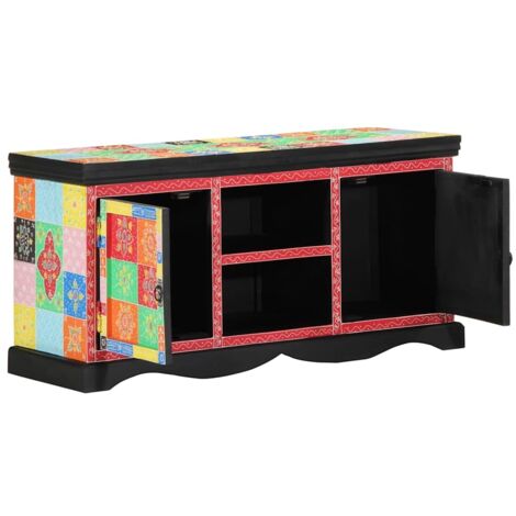 TV Cabinet Multicolour 100 x 35 x 50 cm Solid Mango wood vidaXL (1/5)