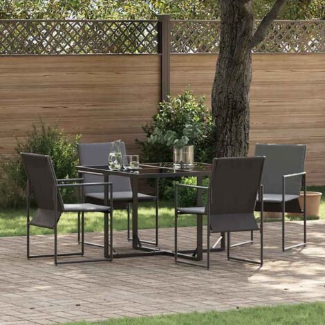 Garden Dining Set 5 pcs Black Steel vidaXL