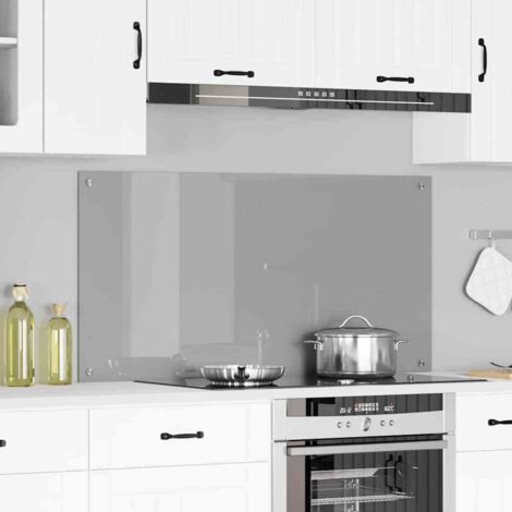 Kitchen Backsplash Light grey 120 x 60 x 0.6 cm Tempered Glass vidaXL