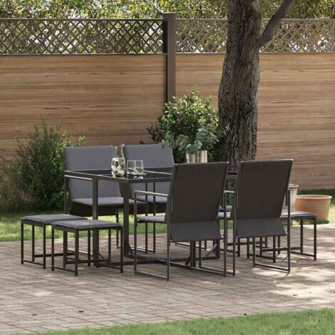 Garden Dining Set 9 pcs Black Steel vidaXL