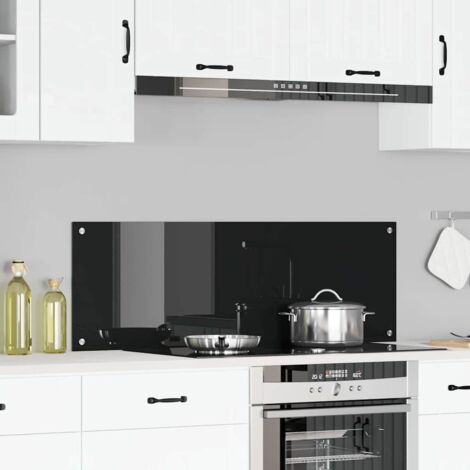 Kitchen Backsplash Black 120 x 40 cm Tempered Glass vidaXL