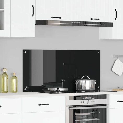 Kitchen Backsplash Black 110 x 50 x 0.6 cm Tempered Glass vidaXL