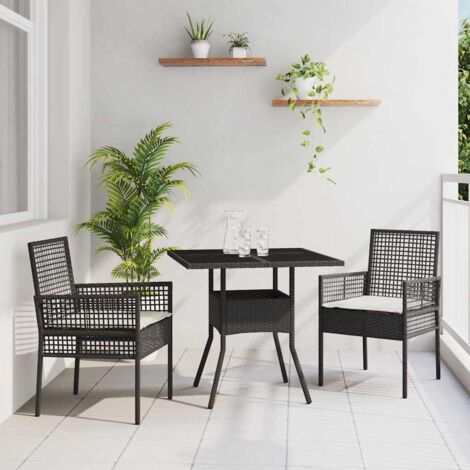 Garden Dining Set 3 pcs Black Poly rattan vidaXL (1/5)