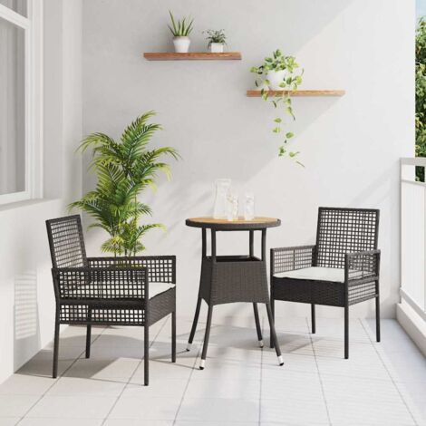 Garden Dining Set 3 pcs Black Poly rattan vidaXL