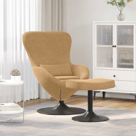 Egg Chair with Footstool Brown 63 x 73 x 90 cm Velvet vidaXL (1/5)