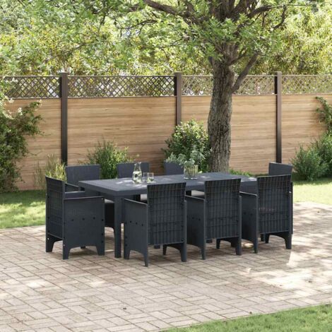 Garden Dining Set 9 pcs Anthracite Polt rattan vidaXL