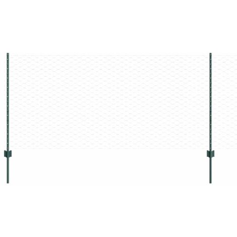 Hexagonal Fence with Post 25 x 1 m PVC-Coated Steel Green Mesh vidaXL (1/5)
