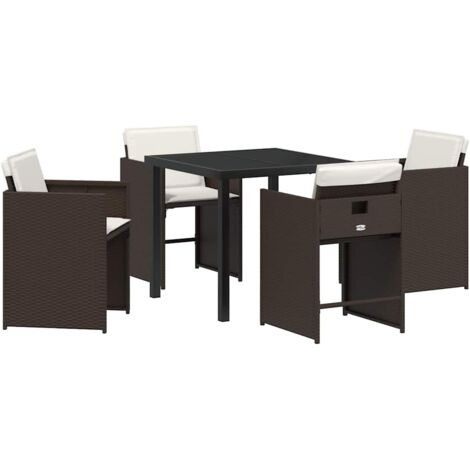 Garden Dining Set with Cushion Folding 5 pcs Brown Poly rattan vidaXL (1/5)