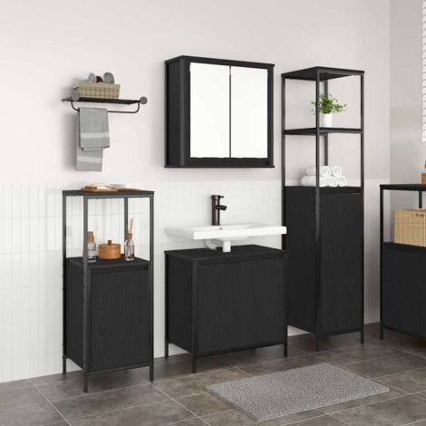 Bathroom Furniture Set 3 pcs Black oak 36 x 35 x 165 cm vidaXL
