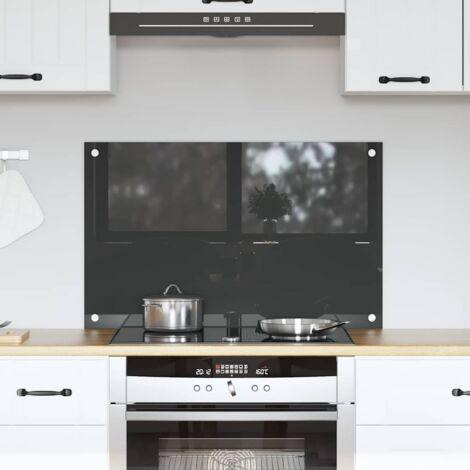 Kitchen Backsplash Dark grey 80 x 50 x 0.6 cm Tempered Glass vidaXL