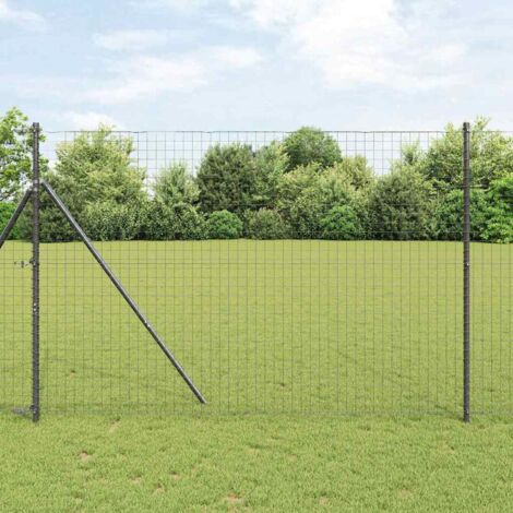 Outdoor Embedded Fence Post 26 pcs Grey Powder-Coated Steel vidaXL