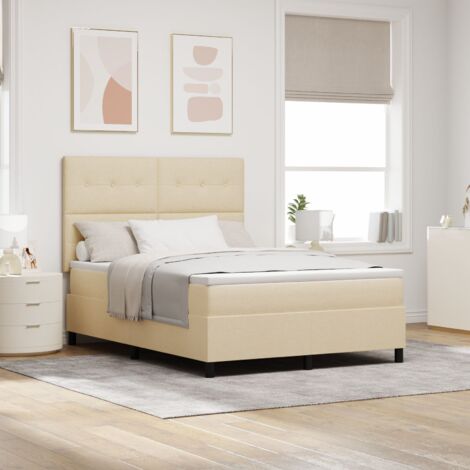 Box Spring Bed with Mattress Cream 140x200 cm Fabric vidaXL