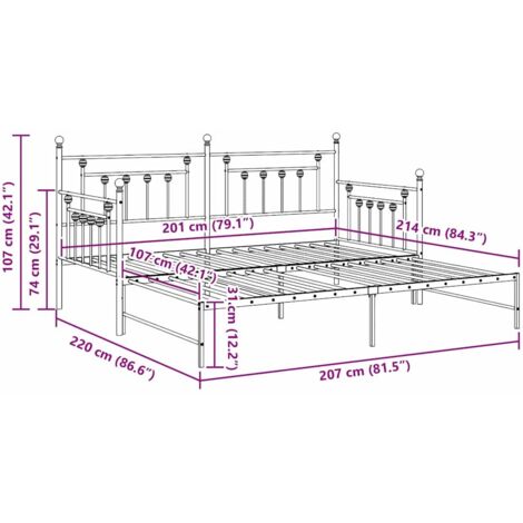 Daybed Frame with Trundle White 107x203 cm Steel vidaXL