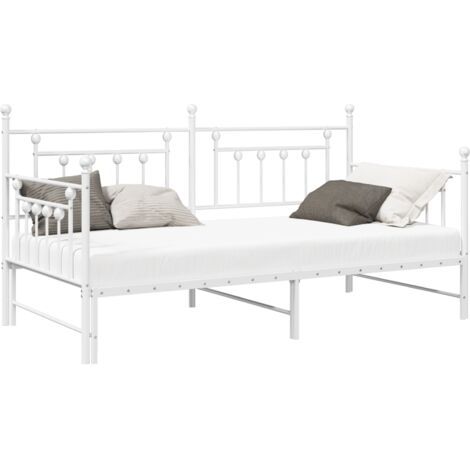 Daybed Frame with Trundle White 107x203 cm Steel vidaXL