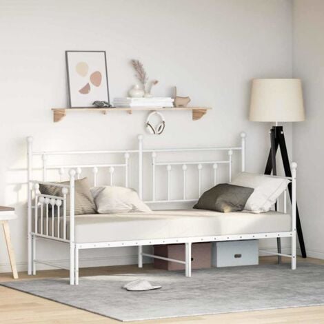 Daybed Frame with Headboard White 80 x 200 cm Steel vidaXL