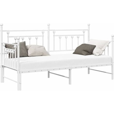Daybed Frame with Headboard White 80 x 200 cm Steel vidaXL