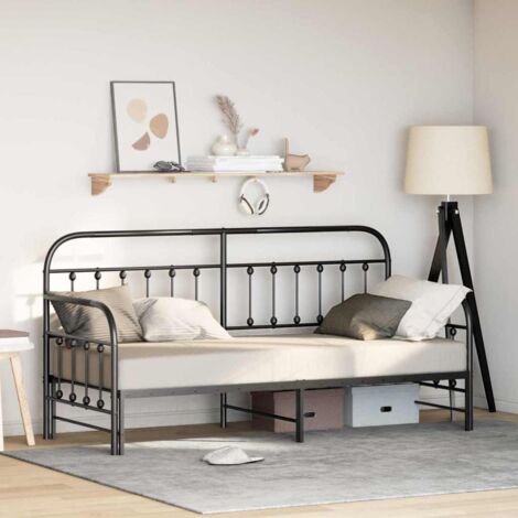 Daybed Frame with Trundle Black 80x200 cm Steel vidaXL