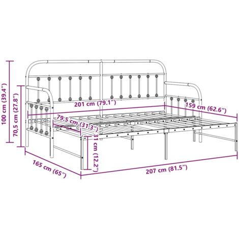 Daybed Frame with Trundle Black 80x200 cm Steel vidaXL