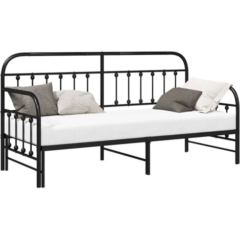 Daybed Frame with Trundle Black 80x200 cm Steel vidaXL