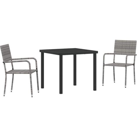 Garden Dining Set 3 pcs Grey Poly rattan vidaXL (1/5)