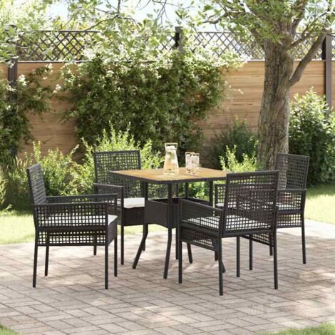 Garden Dining Set 5 pcs Black Poly rattan vidaXL (1/5)
