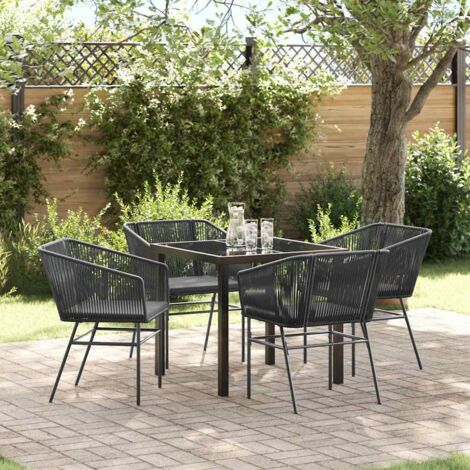 Garden Dining Set 5 pcs Black Poly rattan vidaXL (1/5)