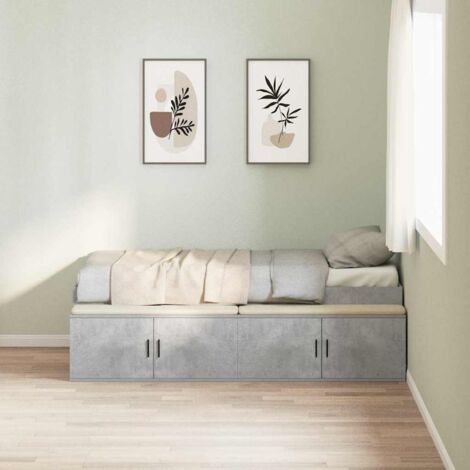Bed Frame with Drawer Concrete Grey 70 x 190 cm Engineered Wood vidaXL
