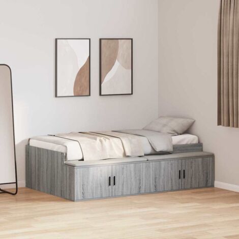 Bed Frame with Drawer Grey Sonoma 70 x 190 cm Engineered Wood vidaXL