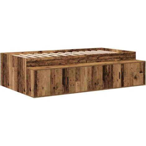 Bed Frame with Drawer Old Wood 90 x 200 cm Engineered Wood vidaXL