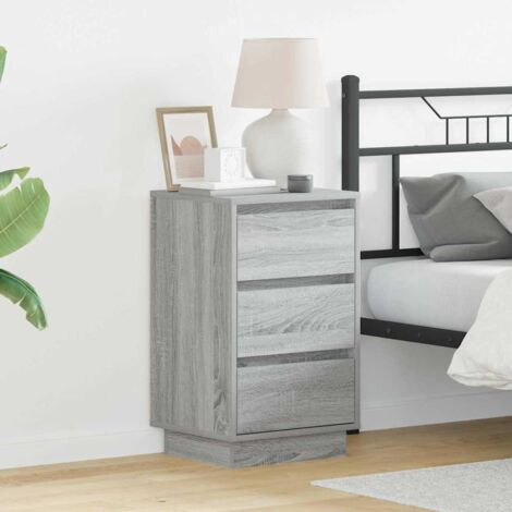 Bedside Cabinet with Grey 39 x 34.5 x 65 cm Engineered wood vidaXL